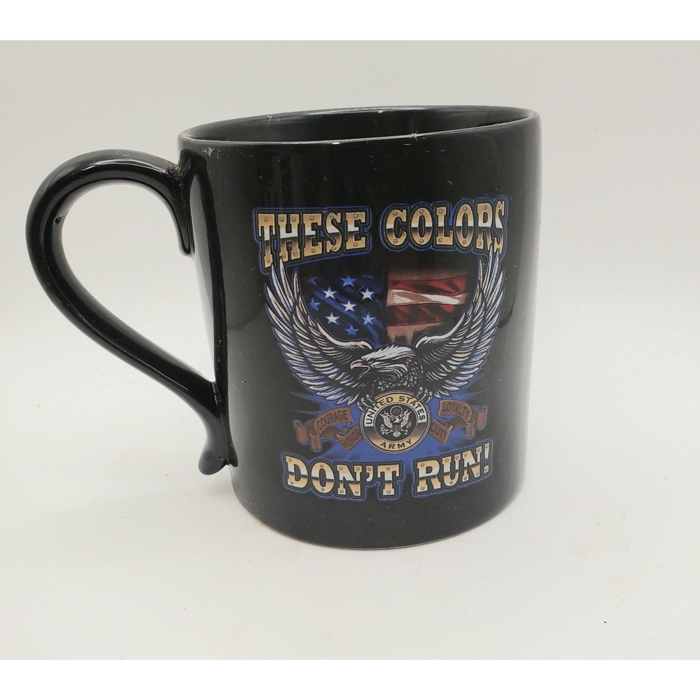 Tumbleweed Pottery US Army These Colors Don't Run Eagle Coffee Mug Black Ceramic